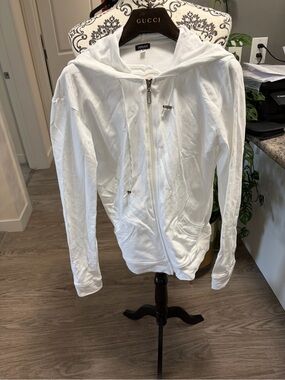VERSACE SPORT - “AUTHENTIC” Vintage White Zip Front Hooded Sweat Jacket